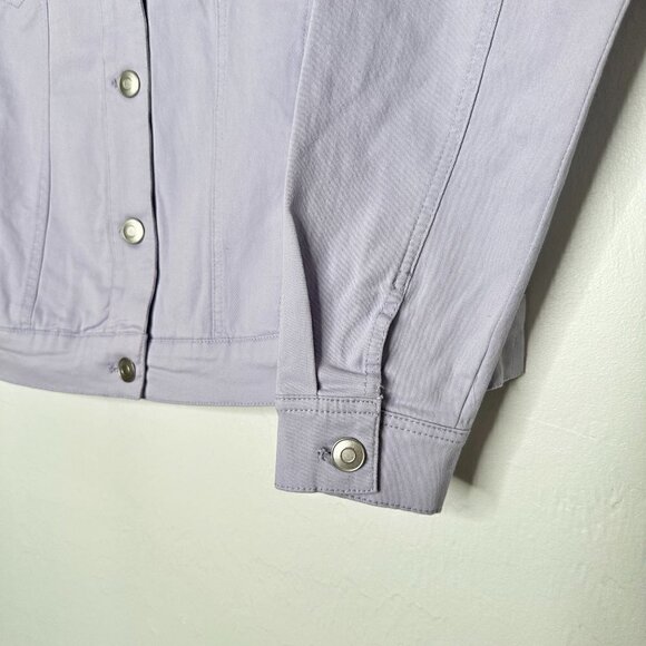 Wavvy Jacket Women Size M Purple Cotton Long Sleeve Pocket Collared Button Down - Picture 3 of 6